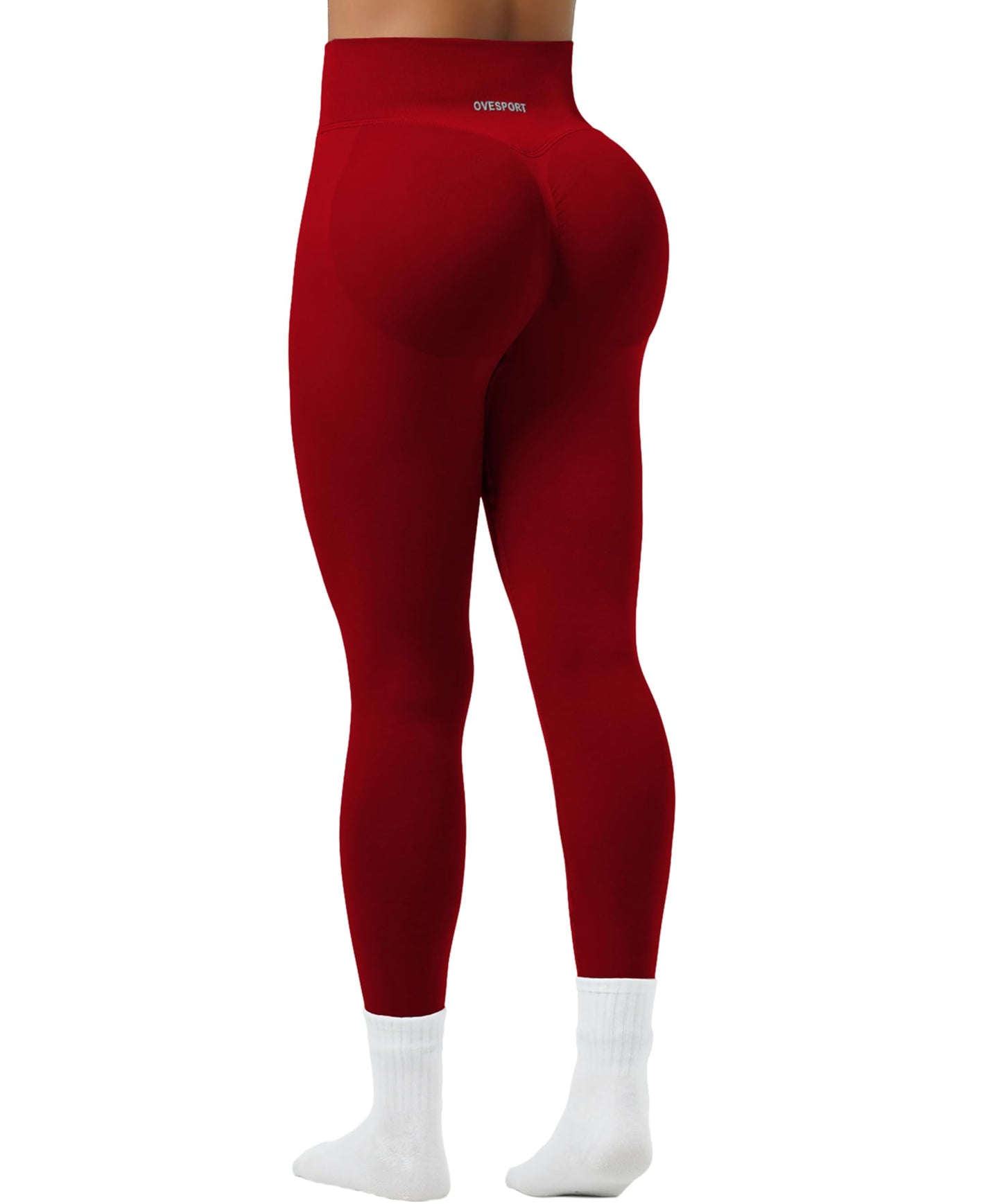 BeIntentional Workout Leggings for Women Seamless High Waist Scrunch Butt Lifting Leggings Tummy Control Gym Yoga Athletic Pants Red